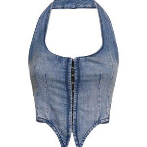 Miaou Denim Halter Top Denim Vest Miaou Dani Halter Crop Top Corset